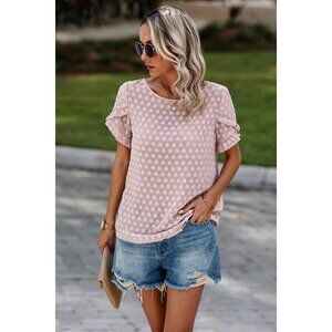 NWT Dot Loose Ruffle Top